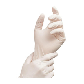 Rukavice latexové biele, nepúdrované S 100 ks