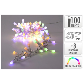 Svetelná reťaz farebná 100x LED guľaté mini lampičky, dĺžka 7,5 m Svetelná reťaz farebná 100x LED guľaté mini lampičky, dĺžka 7,5 m