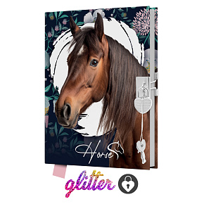 Pamätník JUNIOR 14x18 cm, 80 list. čistý so zámkom Horse - kôň
