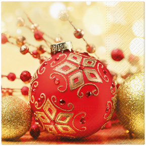 Obrúsky TaT 33x33cm Red And Gold Bauble Obrúsky TaT 33x33cm Red And Gold Bauble
