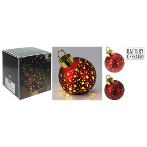 Vianočná guľa s LED svetlom 15 cm - červená matná Vianočná guľa s LED svetlom 15 cm - červená matná