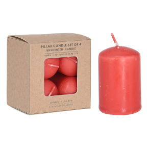 Sviečka valcová 42 x 60 mm červená (4ks v balení)