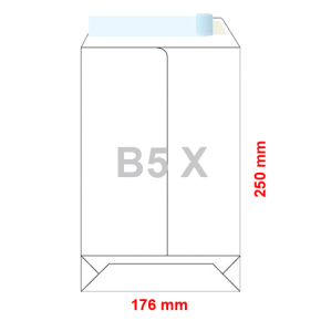 Obálky B5 X  176 x 250 mm dno tašky biele, samolepiace, krycia páska /10ks