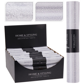 Organza látková 28x250 cm - stromček /bodky, strieborná farba (mix) Organza látková 28x250 cm - stromček /bodky, strieborná farba (mix)