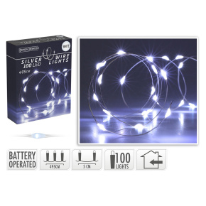 Svetelná reťaz 100 LED biela studená, dĺžka 495 cm Svetelná reťaz 100 LED biela studená, dĺžka 495 cm