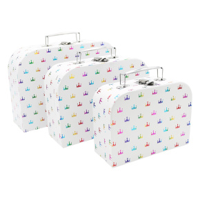 Sada detských kufríkov 3 ks - lesklá potlač Korunky