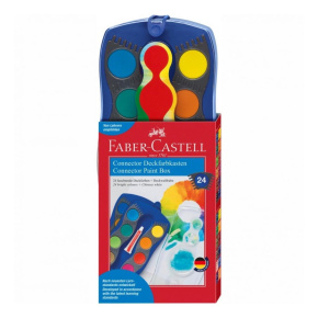 Farby vodové Faber-Castell Connector, stavebnicové 24 farieb - modré