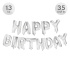 Balón narodeninový Happy Birthday 35 cm/13 ks, strieborný
