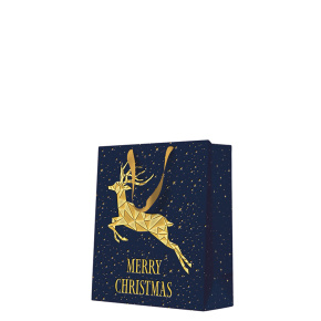 Darčeková taška vianočná 20x10x25 cm Gold Deer PREMIUM Darčeková taška vianočná 20x10x25 cm Gold Deer PREMIUM