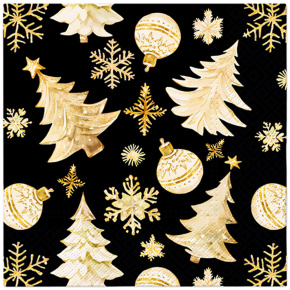 Obrúsky PAW L 33x33cm Golden Christmas Trees Obrúsky PAW L 33x33cm Golden Christmas Trees