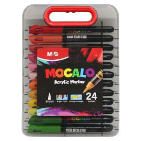 Popisovač M&G MOCALO Acrylic Marker, štetcový hrot - sada 24 farieb Popisovač M&G MOCALO Acrylic Marker, štetcový hrot - sada 24 farieb