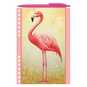 Písacia sada: blok A5 s krúžkovou väzbou + guličkové pero - Plameniak Písacia sada: blok A5 s krúžkovou väzbou + guličkové pero - Plameniak