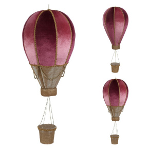 Dekorácia závesná - teplovzdušný balón v ružovo-zlatej farbe 40 cm
