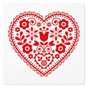 Obrúsky TaT 33x33cm Folk Embroidery Heart