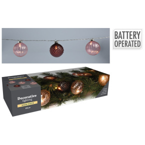 Svetelná reťaz 10 LED biela teplá, priemer 6 cm