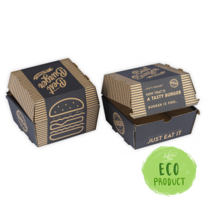 Box na hamburger 130x130x110 mm VL hnedý s potlačou 100 ks