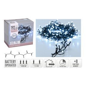 Svetelná reťaz 192 LED biela studená, dĺžka 14,5 m (batérie 1,5V) Svetelná reťaz 192 LED biela studená, dĺžka 14,5 m (batérie 1,5V)