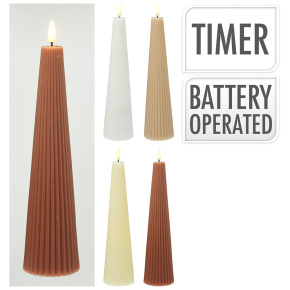 Sviečka LED s časovačom 25 cm s vrúbkovaným povrchom (mix 4 farieb) Sviečka LED s časovačom 25 cm s vrúbkovaným povrchom (mix 4 farieb)