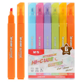 Zvýrazňovač M&G HI-CUBE Glitter - sada 6 ks jasných farieb Zvýrazňovač M&G HI-CUBE Glitter - sada 6 ks jasných farieb