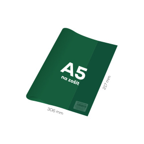 Obal na zošit A5 PVC 306x217 mm - transparentný/zelený