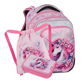 Školský batoh (3-dielny set) BagMaster Beta 26 B - Jednorožec