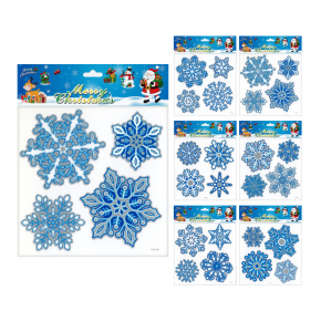 Adhézne nálepky vianočné 18 x 23 cm - snehové vločky /strieborný glitter (mix /cena 1 bal) Adhézne nálepky vianočné 18 x 23 cm - snehové vločky /strieborný glitter (mix /cena 1 bal)