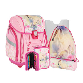 Školská taška - 5-dielny set NEW START s LED osvetlením Wild Horse - kôň