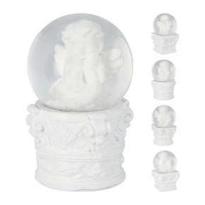 Snežná guľa 45x45x60 mm s figúrkou anjela (mix 4 dizajnov /cena za 1 ks) Snežná guľa 45x45x60 mm s figúrkou anjela (mix 4 dizajnov /cena za 1 ks)