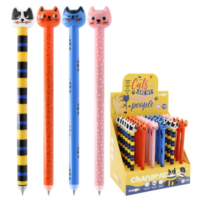 Pero gélové /gumovacie JUNIOR Cats 0,7 mm (mix /cena 1ks) modrá náplň Pero gélové /gumovacie JUNIOR Cats 0,7 mm (mix /cena 1ks) modrá náplň