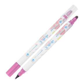 Obojstranný popisovač M&G v pere Sakura - Metallic, tmavo-ružový