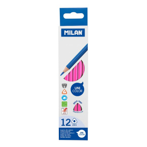 Pastelky MILAN Ergo Grip trojhranné 12 ks, ružová