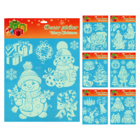 Adhézne nálepky fluorescenčné 31 x 42 cm (mix vianočných motívov /cena 1 bal.) Adhézne nálepky fluorescenčné 31 x 42 cm (mix vianočných motívov /cena 1 bal.)