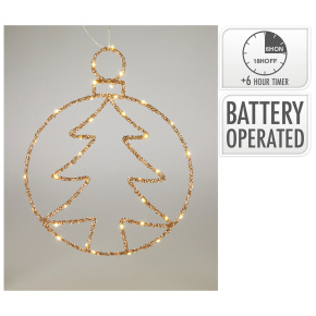 Kruh so stromčekom a LED osvetlením, 48 cm, zlatý glitter (2 varianty) Kruh so stromčekom a LED osvetlením, 48 cm, zlatý glitter (2 varianty)