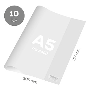 Obal na zošit A5 PVC 306x217 mm, hrubý 120 mic /transparentný, 10 ks