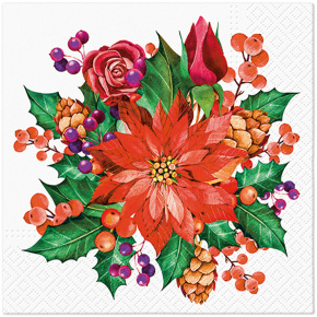 Obrúsky PAW L 33x33cm Poinsettia With Cones Obrúsky PAW L 33x33cm Poinsettia With Cones