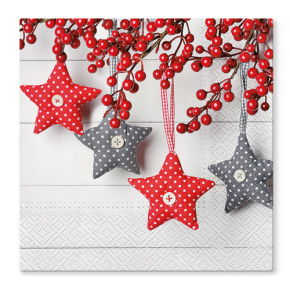 Obrúsky TaT 33x33cm Gray-Red Stars Obrúsky TaT 33x33cm Gray-Red Stars
