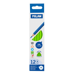 Pastelky MILAN Ergo Grip trojhranné 12 ks, zelená-svetlá