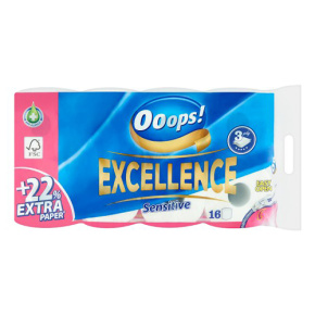 OOOPS! Excellence Lotion toaletný papier (16rol), 3 vrstvy, 100% celulóza, 150 útržkov, pú