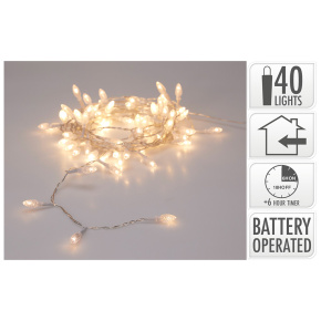 Svetelná reťaz 40x LED mini lampičky v tvare šišky s časovačom, dĺžka 3 m Svetelná reťaz 40x LED mini lampičky v tvare šišky s časovačom, dĺžka 3 m