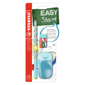 Školský set pre ľavákov - ceruzka STABILO EASYgraph v modrej farbe + guma a strúhadlo Školský set pre ľavákov - ceruzka STABILO EASYgraph v modrej farbe + guma a strúhadlo