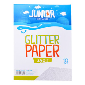Dekoračný papier A4 Glitter strieborný 250 g, sada 10 ks