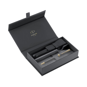 Pero guľôčkové PARKER Sonnet Core Grey GT + čierne PU púzdro Pero guľôčkové PARKER Sonnet Core Grey GT + čierne PU púzdro