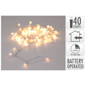 Svetelná reťaz 40x LED guľaté mini lampičky s časovačom, dĺžka 3 m Svetelná reťaz 40x LED guľaté mini lampičky s časovačom, dĺžka 3 m