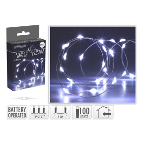 Dekoračné osvetlenie - reťaz 100 LED (biela studená) dĺžka 495 cm Dekoračné osvetlenie - reťaz 100 LED (biela studená) dĺžka 495 cm