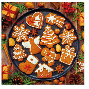 Obrúsky TaT 33x33cm Gingerbread icing decorated Obrúsky TaT 33x33cm Gingerbread icing decorated