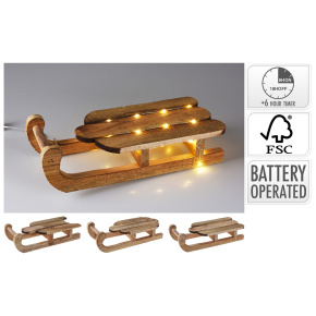 Sánky drevené 30 cm s LED osvetlením - vianočná dekorácia Sánky drevené 30 cm s LED osvetlením - vianočná dekorácia
