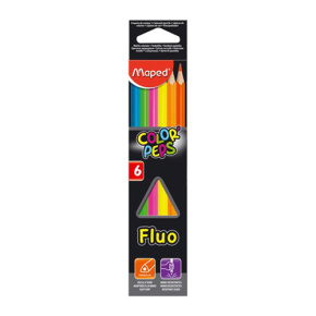 Pastelky trojhranné MAPED "COLOR`PEPS FLUO", 6 ks