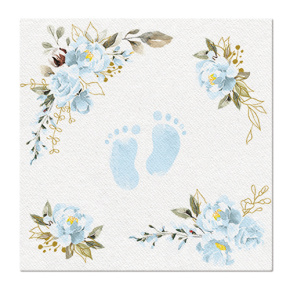 Obrúsky PAW AIRLAID 40x40 cm  Baby Feet  light blue