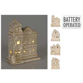 Domček biely s LED svetlom 8 cm (4 varianty)