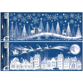 Vianočná okenná fólia s glitrami Mesto a les 21 × 59,5 cm (cena je za 1 hárok) Vianočná okenná fólia s glitrami Mesto a les 21 × 59,5 cm (cena je za 1 hárok)